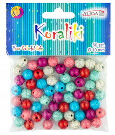 Korale koraliki marmurki kolorowe mix plastikowe