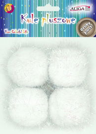 Kule pluszowe śnieżne metalizowane perłowe