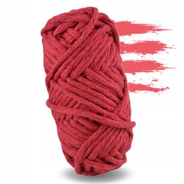 Sznurek do makramy bawełniany skręcany 3mm 20m czerwony