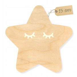 DREWNIANA ZAWIESZKA DEKOR OZDOBA ŚCIENNA ŚPIĄCA GWIAZDKA 15CM