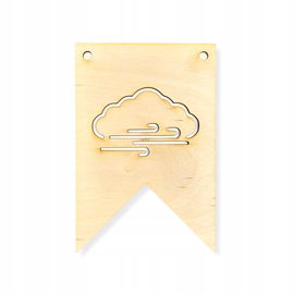 DREWNIANY PROPORCZYK GIRLANDA BANER ZAWIESZKA CHORĄGIEWKA DO POKOJU CHMURKA