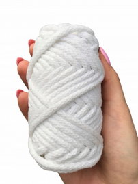 Sznurek do makramy bawełniany 5mm 20m PLECIONY Z RDZENIEM biały