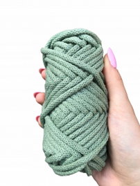 Sznurek do makramy bawełniany 5mm 20m PLECIONY Z RDZENIEM pistacjowy