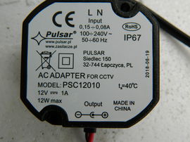 PSC-12010 zasilacz DC stalopradowy 1A 12V 12W hermetyczny IP67 100-240V 50Hz