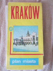 retro mapa samochodowa z PRL plan miasta Krakow PPWK komunistyczne nazwy ulic
