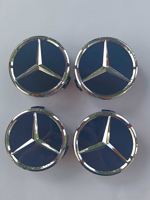 Dekielki do felg Mercedes, 75 mm, 4 sztuki, Kolor Czarny