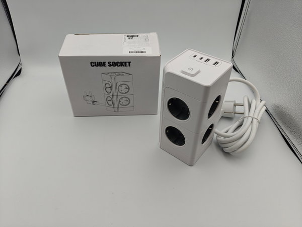 Listwa zasilająca z 8 gniazdami AC + 2USB + 2USB typu C 2metry