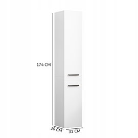 Regał szafka biała nowoczesna stojąca słupek wysoki loft 2-drzwiowy 174 cm