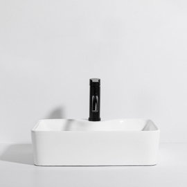 Umywalka nablatowa ceramiczna stawiana biała stawiana 47x37 cm prostokątna