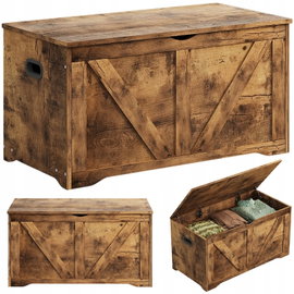 Drewniana skrzynia przechowywania schowek organizer ławka brąz loft 100 cm