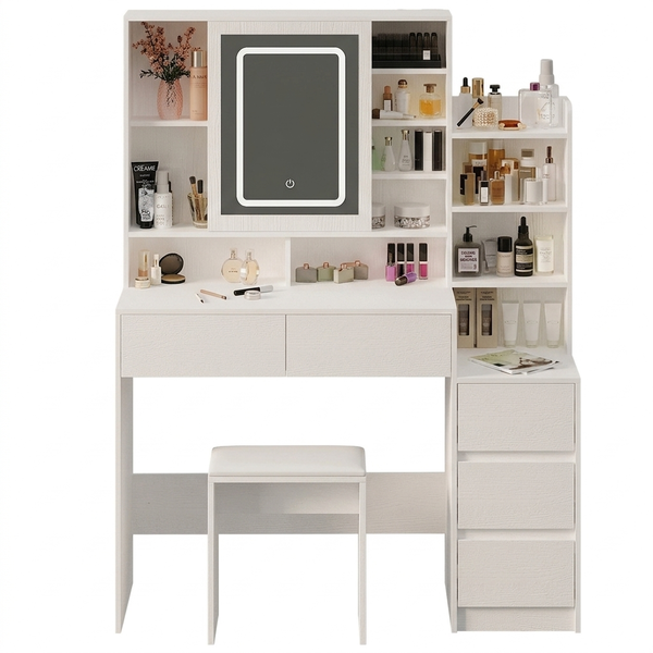 Toaletka kosmetyczna z taboretem makijażu wizażu z lustrem LED glamour loft