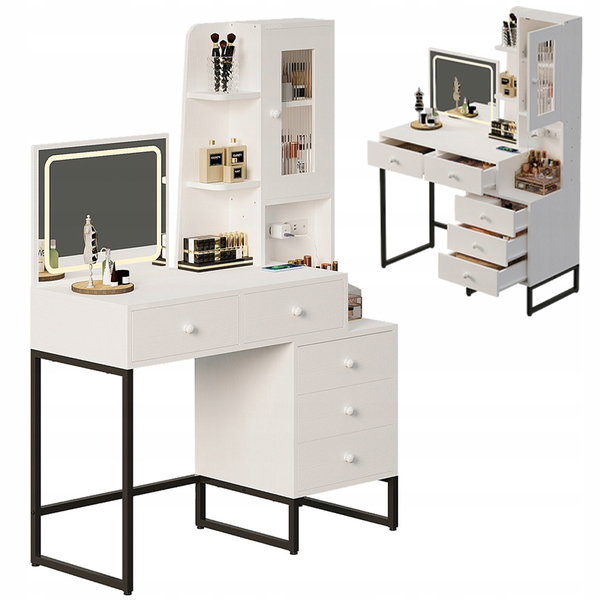 Toaletka kosmetyczna do makijażu i wizażu z lustrem LED glamour loft
