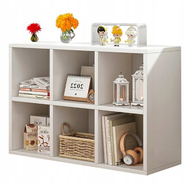 Regał modułowy komoda biała na książki z 6 półkami loft styl nowoczesny