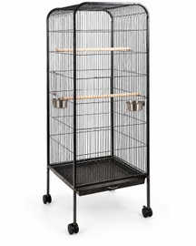 Woliera klatka metalowa dla papug i kanarków na kółkach 54 x 54 x 146 cm czarna