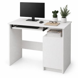 Biurko komputerowe 90 x 50 cm białe z wysuwaną półką na klawiaturę