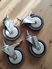 ZESTAW 4 KÓŁ SKRĘTNYCH 100MM SZARE, TRZPIEŃ GWINTOWANY