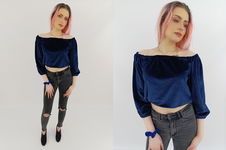 BOOHOO elegancka BLUZKA z marszczeniami BUFKI modna CZARNA _ 38
