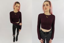 MISSGUIDED błyszcząca BLUZKA CROP TOP dopasowana PASKI _ 34
