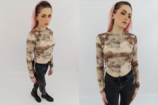 PRETTYLITTLETHING krótka BLUZKA ze ściągaczami MODNA we wzory _ 38