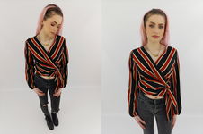 PRIMARK elegancka BLUZKA KOPERTOWA stylowa PASKI _ 34