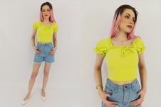 BOOHOO modna BLUZKA CROP TOP z krótkim rękawem BUFKI _ 38