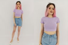 ZARA dzianinowa BLUZKA CROP TOP z krótkim rękawem MODNA _ S
