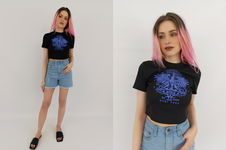 SHEIN dzianinowa BLUZKA CROP TOP z printem MODNA _ S
