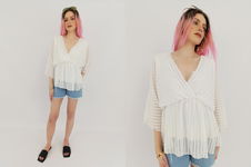 BOOHOO elegancka BLUZKA KOPERTOWA z krótkim rękawem MGIEŁKA _ 36