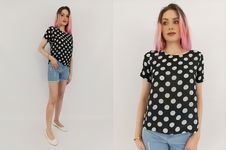 NEW LOOK zwiewna BLUZKA na lato GROSZKI modna RETRO _ 36