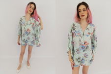 CHERRY KOKO cienka BLUZKA na lato KWIATY oversizowa MODNA _ S/M