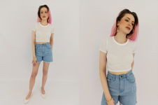 TOPSHOP dzianinowa BLUZKA CROP TOP z krótkim rękawem _ 34