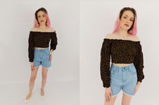 ASOS cienka BLUZKA CROP TOP hiszpanka MODNA w cętki _ 38