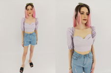 I SAW IT FIRST modna BLUZKA CROP TOP z krótkim rękawem BUFKI _ 38