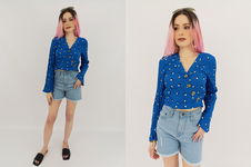 MISS SELFRIDGE krótka BLUZKA na lato RETRO w groszki MODNA _ 34