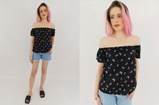 PRIMARK cienka BLUZKA HISZPANKA krótki rękaw MOTYLKI _ 34