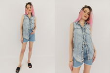 DENIM CO koszulowa BLUZKA postarzana MODNA a'la jeans _ 34