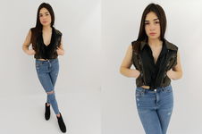 MISS KIM krótka KAMIZELKA powlekana NAPISY stylowa MODNA _ L/XL