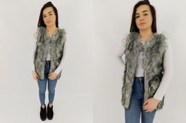 ATMOSPHERE futrzana KAMIZELKA z tyłem sweterkowym CIEPŁA _ S