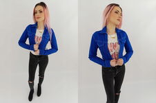 DENIM CO krótka KURTKA KATANA jeansowa MODNA niebieska _ 32