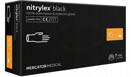 Rękawiczki nitrylowe Nitrylex BLACK rozm. XS - 100 szt. CZARNE BEZPUDROWE