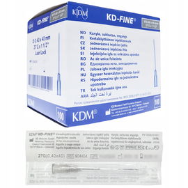 KD Medical - Fine Sterylne Igły iniekcyjne 27G 0,4 x 40 mm 100 szt.