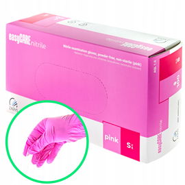 Rękawice rękawiczki gumowe nitrylowe EASYCARE ZARYS różowe bezpudrowe S