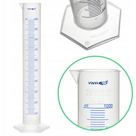 Cylinder menzurka miarowy skala niebieska PP podstawa sześciokątna 1000 ml