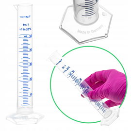 Cylinder menzurka miarowy skala niebieska PP podstawa sześciokątna 50 ml