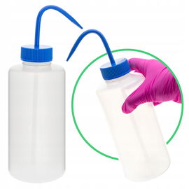 Tryskawka płuczka elastyczna szeroka szyjka LDPE 1000 ml niebieska nasadka