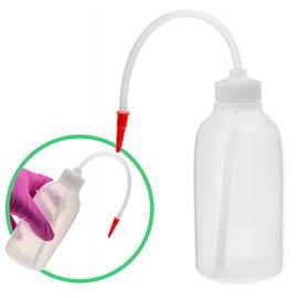 Tryskawka myjka LDPE wąska szyjka z czerwoną nasadką poj. 250 ml śr. 65 mm