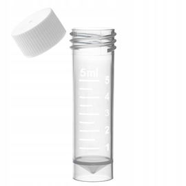 Probówka PP 5ml 16 x 60 mm z białą nakrętką stojąca z polem opisowym 100szt