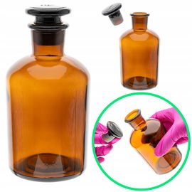 Butelka szklana na odczynniki z korkiem szklanym 500 ml wąska szyja sztand