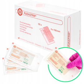 RUDASTRIP Paski do zamykania ran wzmocnione sterylne 6mm x 100 mm x 500 szt