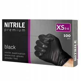 Rękawice rękawiczki nitrylowe PREMIUM bezpudrowe [XS] 100 sztuk czarne